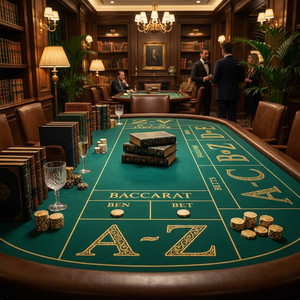 Mesa de baccarat VIP com livros antigos